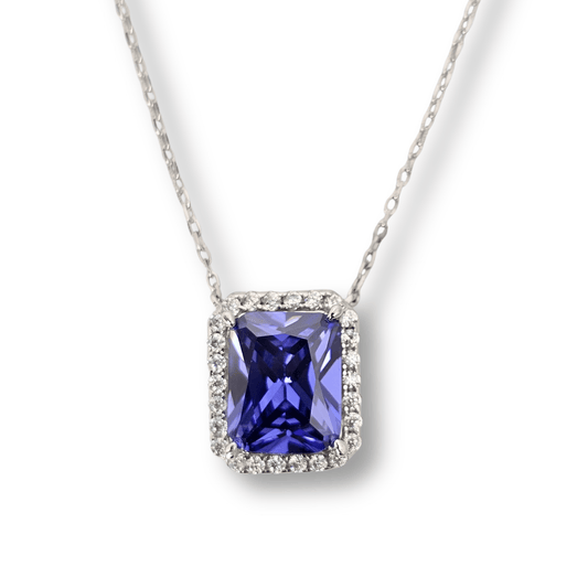 Tanzanite Blue Solitary Pendent Chain