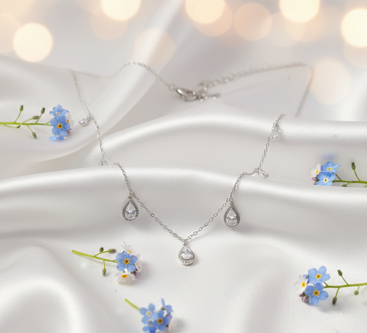 Tear Drop CZ Charm Necklace