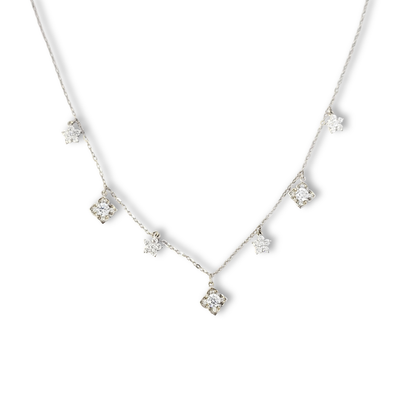 Floral CZ Station Necklace