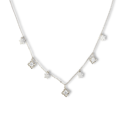 Floral CZ Station Necklace
