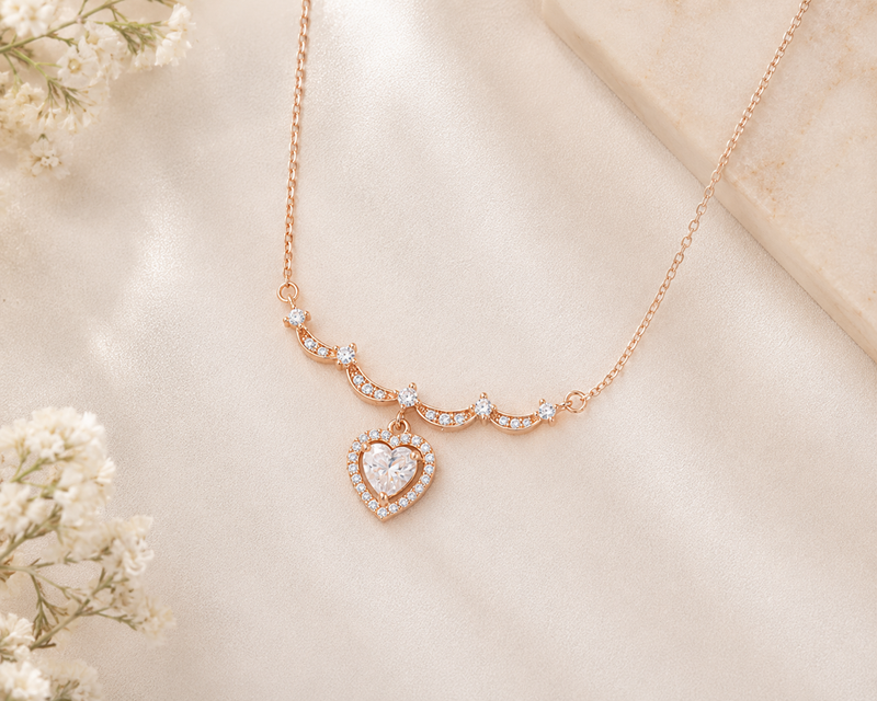 AANYA Heart Solitaire CZ Silver Pendant