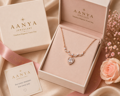 AANYA Heart Solitaire CZ Silver Pendant