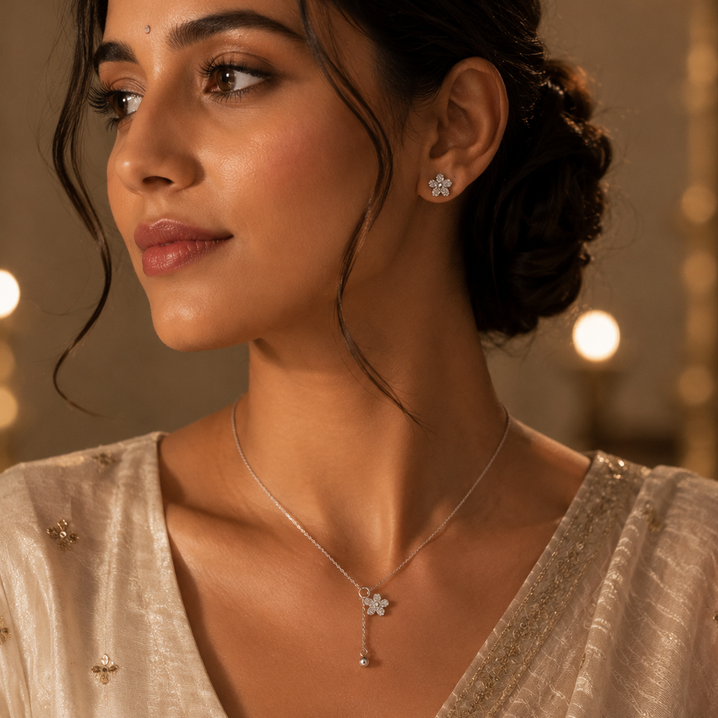 Bloom Grace Floral Pendant & Stud Earrings Set