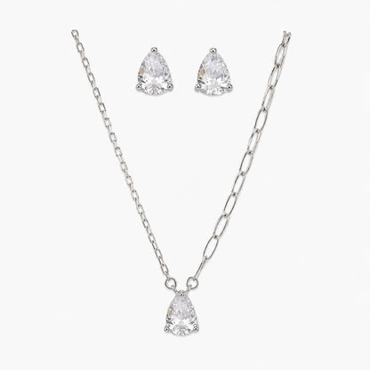 Minimalist crystal jewelry set product flat lay
