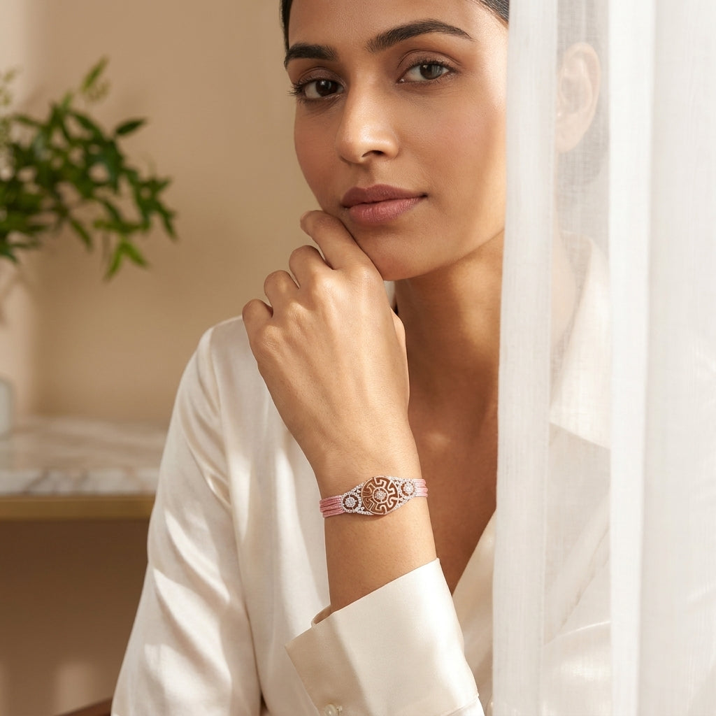 Elegant crimson bracelet styled for festive and evening wear
