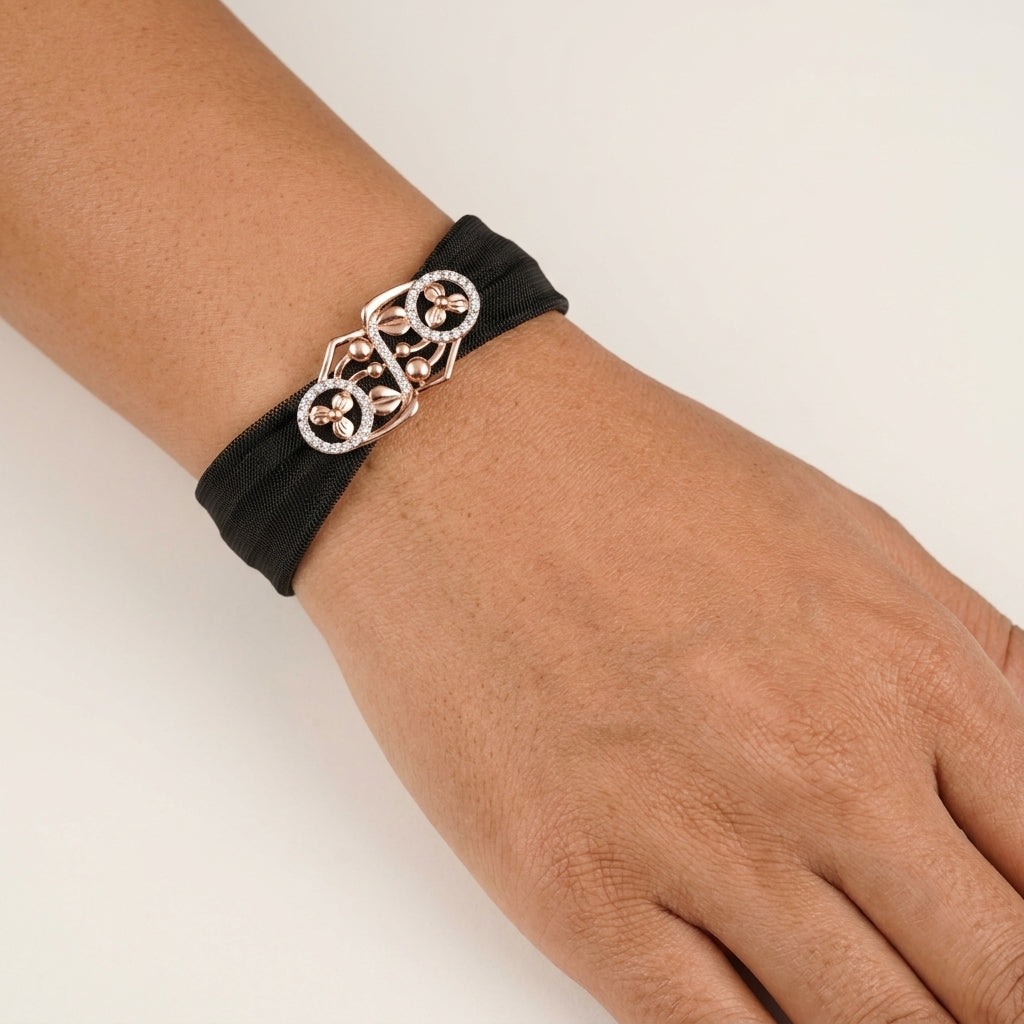 Aanya Noir Bloom Ribbon Bracelet