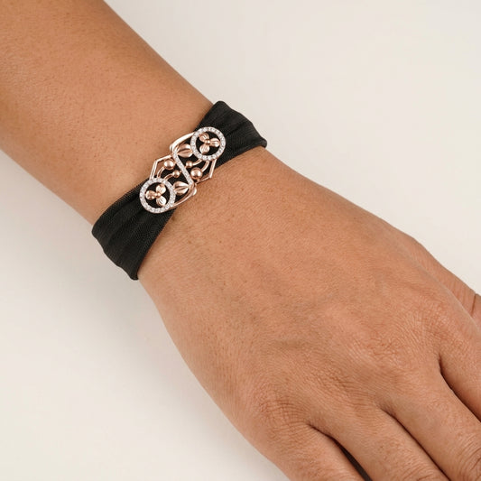 Aanya Noir Bloom Ribbon Bracelet