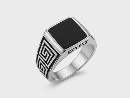 AANYA Imperial Greek Silver Ring