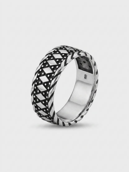 AANYA Viking Weave Oxidised Band Ring
