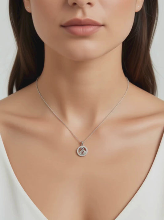 Swan Halo CZ Silver Pendant