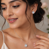 AANYA Halo Solitaire Pendant & Stud Earrings Set